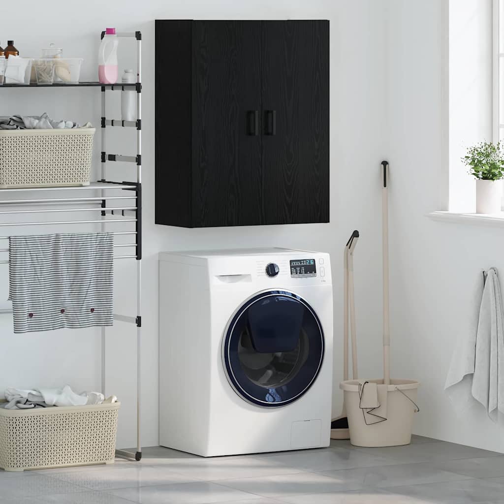 Wandkast Zwart Eiken 69,5 x 34 x 90 cm Bewerkt hout is nu te koop bij PeponiXL, paradijselijk wonen!