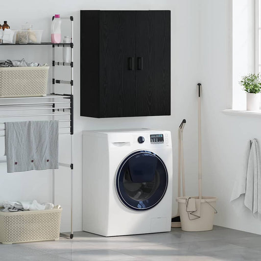 Wandkast Zwart Eiken 69,5 x 34 x 90 cm Bewerkt hout is nu te koop bij PeponiXL, paradijselijk wonen!