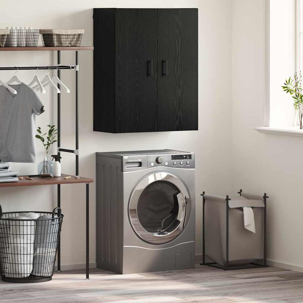 Wandkast Zwart eiken 69.5 x 34 x 90 cm Bewerkt hout is nu te koop bij PeponiXL, paradijselijk wonen!