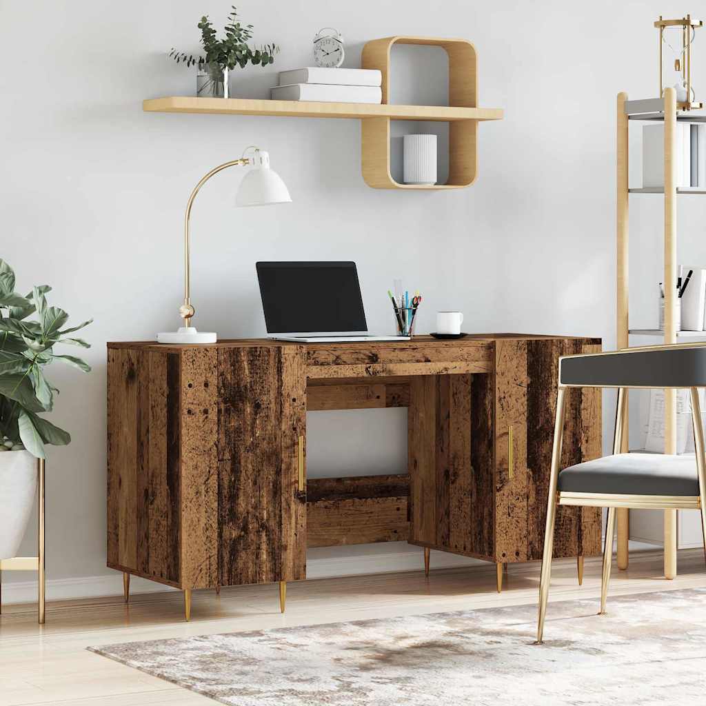 Bureau met plank met opslag met de deur Oud hout Bewerkt hout is nu te koop bij PeponiXL, paradijselijk wonen!