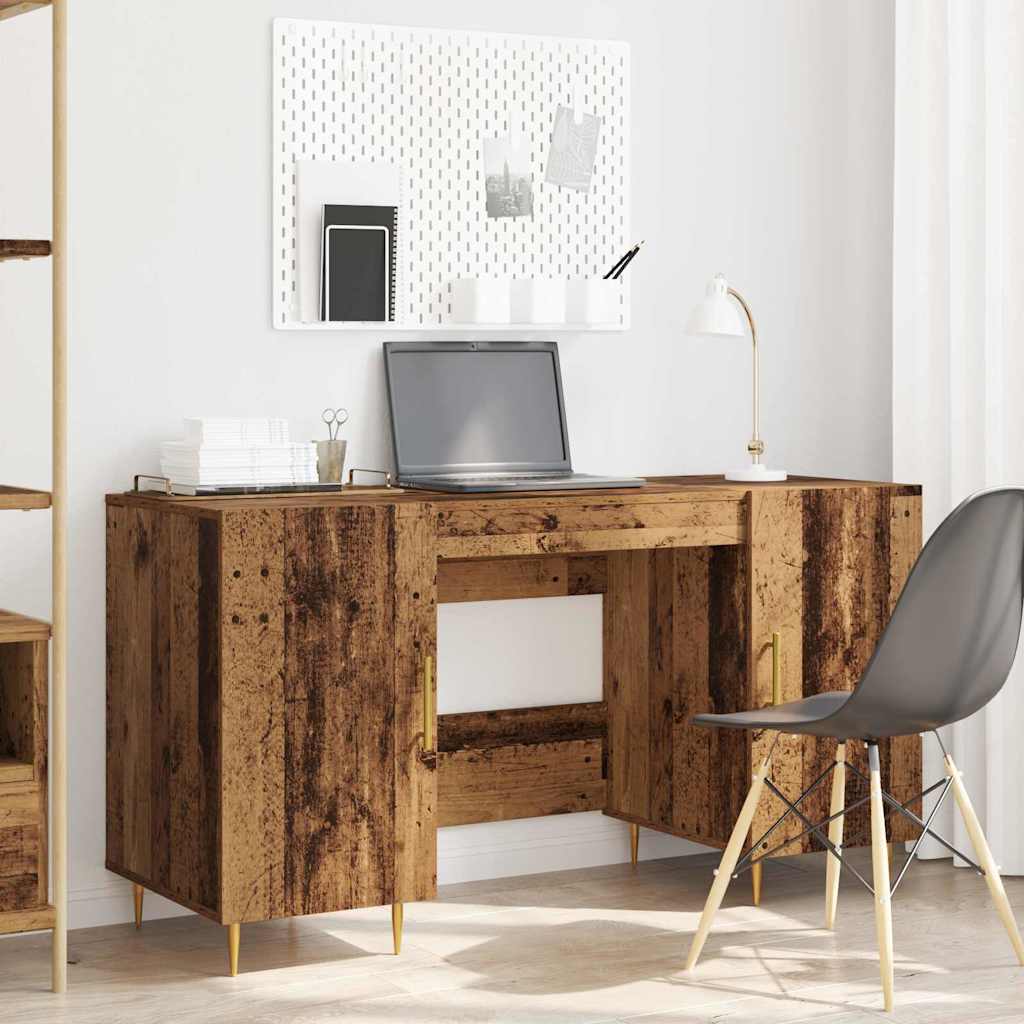 Bureau met plank met opslag met de deur Oud hout Bewerkt hout is nu te koop bij PeponiXL, paradijselijk wonen!