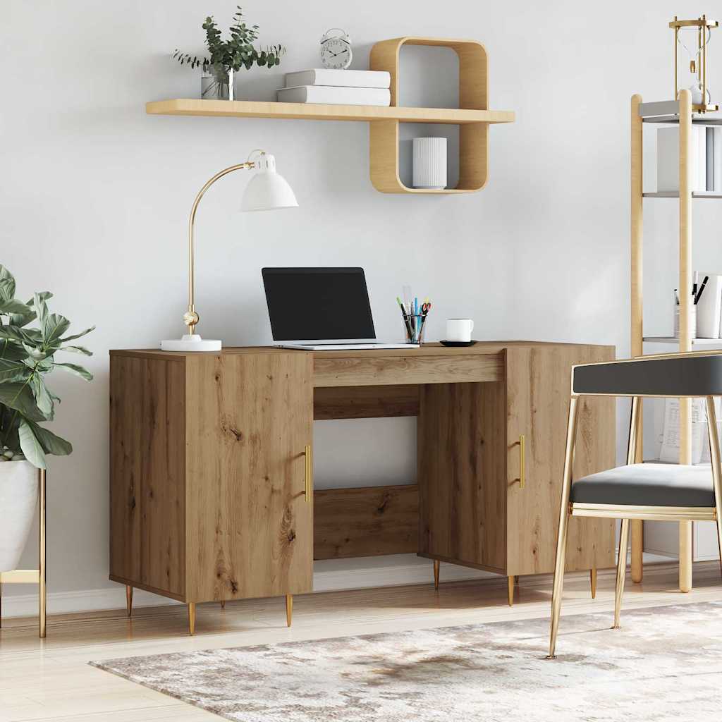 Bureau met plank artisanaal eikenkleurig Bewerkt hout is nu te koop bij PeponiXL, paradijselijk wonen!