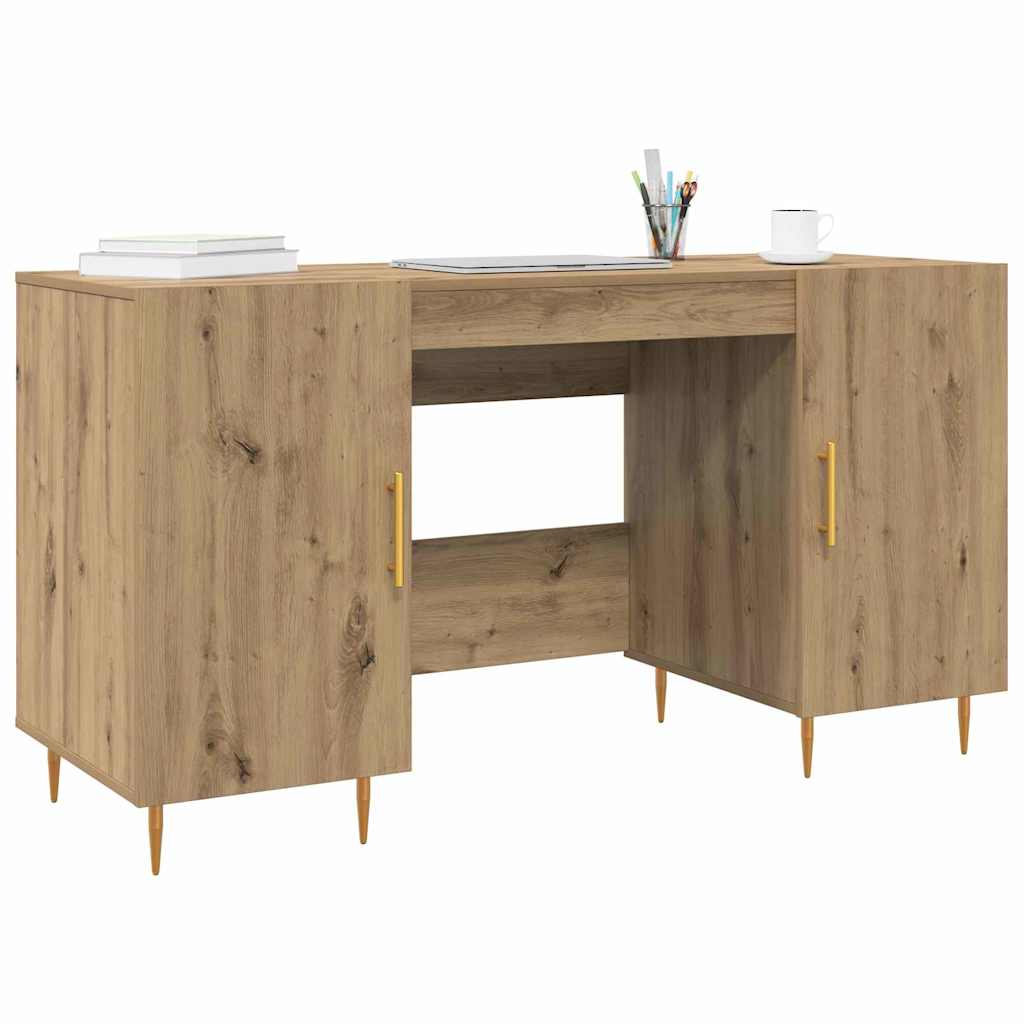 Bureau met plank artisanaal eikenkleurig Bewerkt hout is nu te koop bij PeponiXL, paradijselijk wonen!