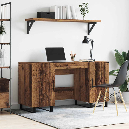Bureau met plank Oud hout 140 x 50 x 75 cm Bewerkt hout is nu te koop bij PeponiXL, paradijselijk wonen!