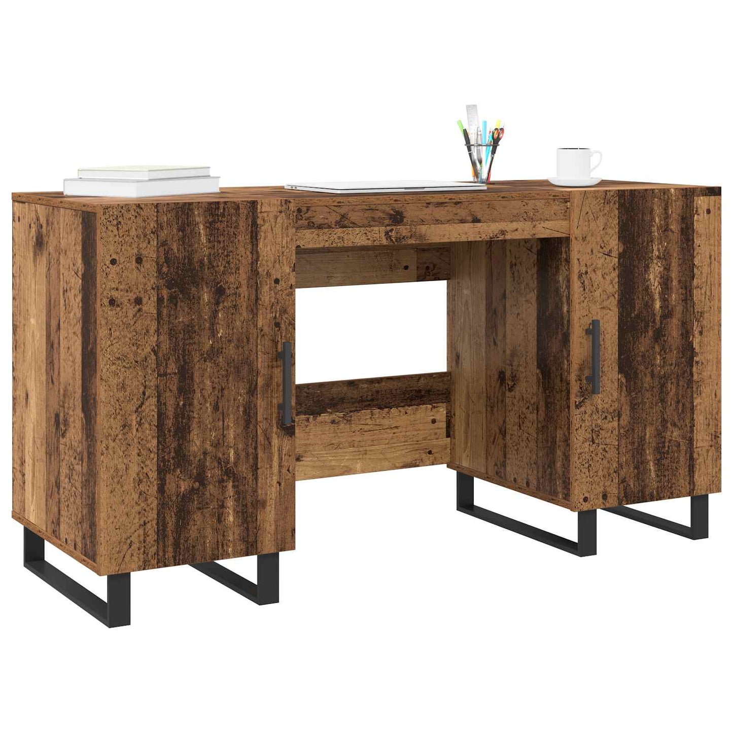 Bureau met plank Oud hout 140 x 50 x 75 cm Bewerkt hout is nu te koop bij PeponiXL, paradijselijk wonen!