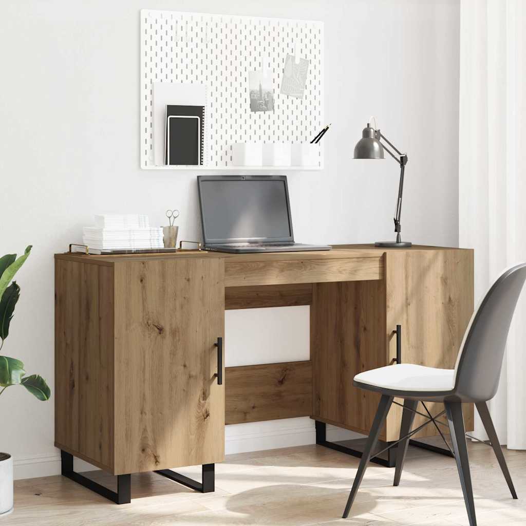 Bureau artisanaal eikenkleurig 140 x 50 x 75 cm Bewerkt hout is nu te koop bij PeponiXL, paradijselijk wonen!
