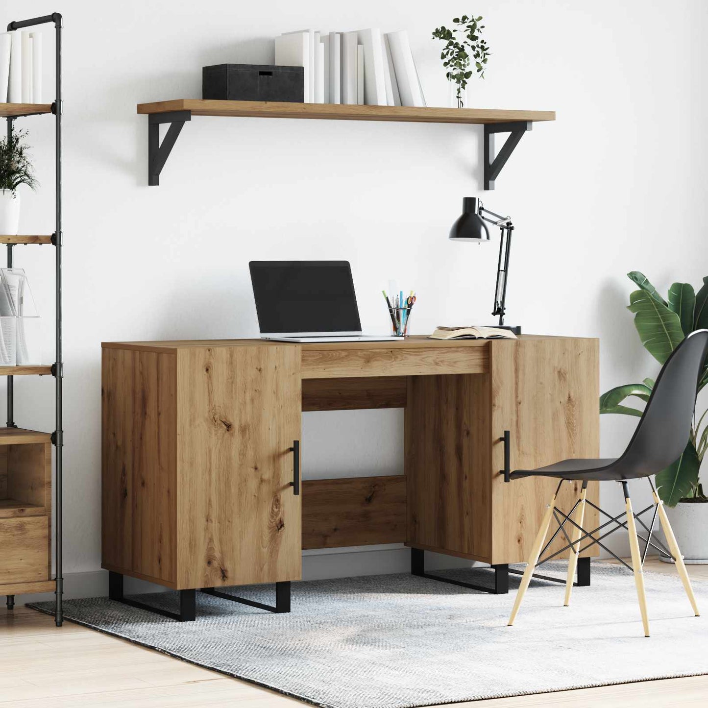 Bureau artisanaal eikenkleurig Bewerkt hout 140 x 50 x 75 cm is nu te koop bij PeponiXL, paradijselijk wonen!