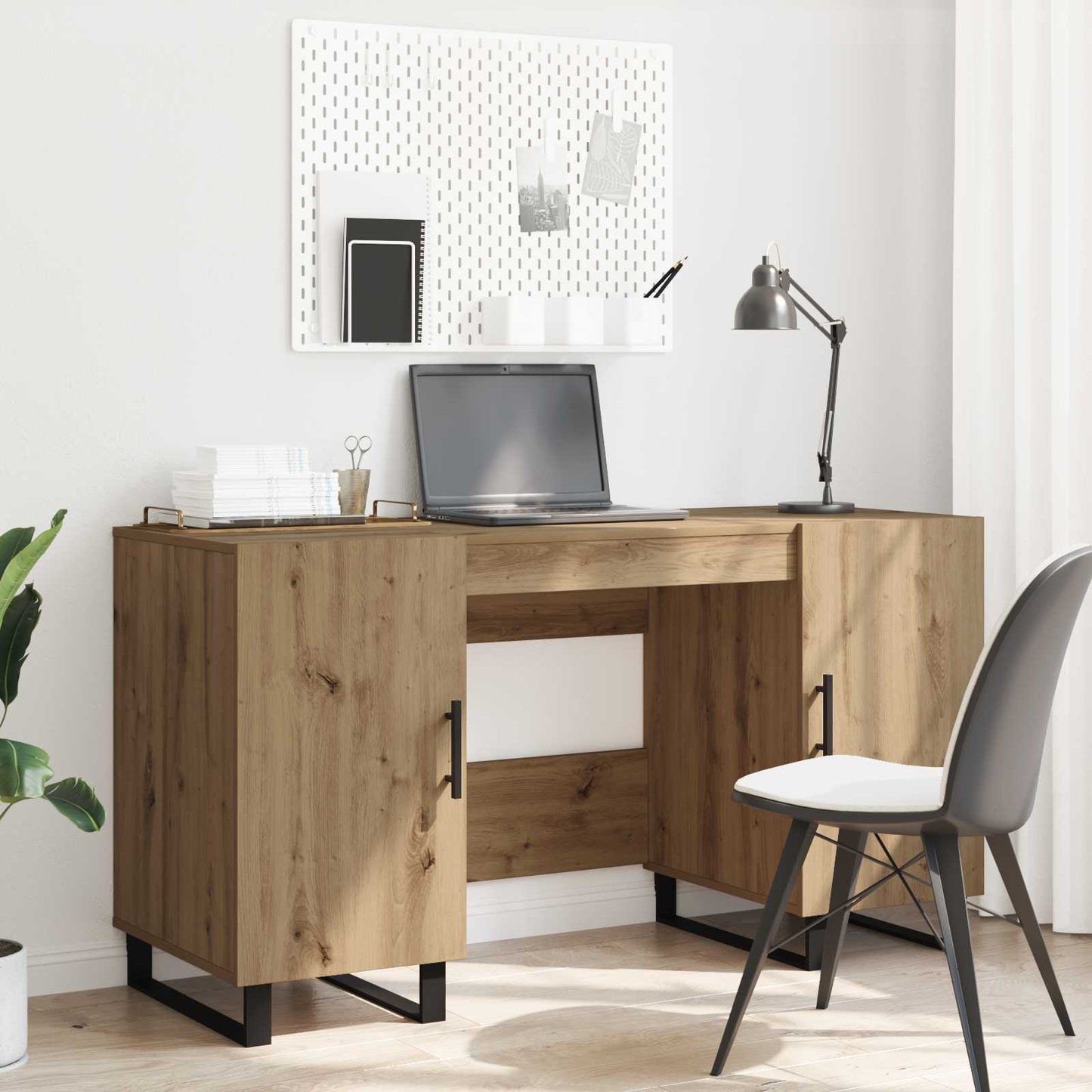 Bureau artisanaal eikenkleurig Bewerkt hout 140 x 50 x 75 cm is nu te koop bij PeponiXL, paradijselijk wonen!