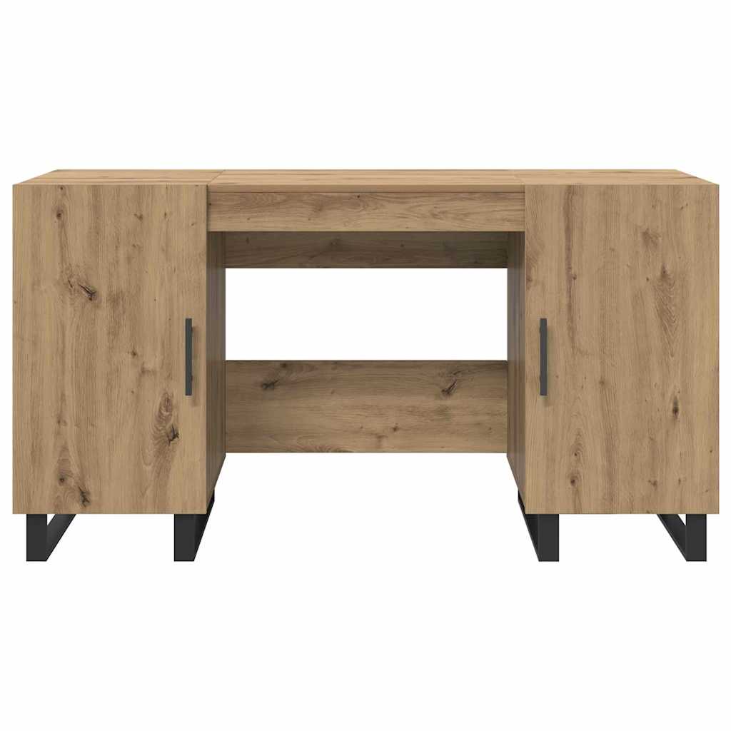 Bureau artisanaal eikenkleurig 140 x 50 x 75 cm Bewerkt hout is nu te koop bij PeponiXL, paradijselijk wonen!