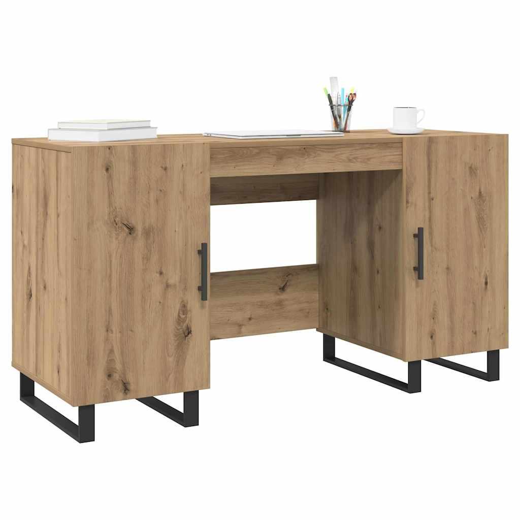 Bureau artisanaal eikenkleurig 140 x 50 x 75 cm Bewerkt hout is nu te koop bij PeponiXL, paradijselijk wonen!