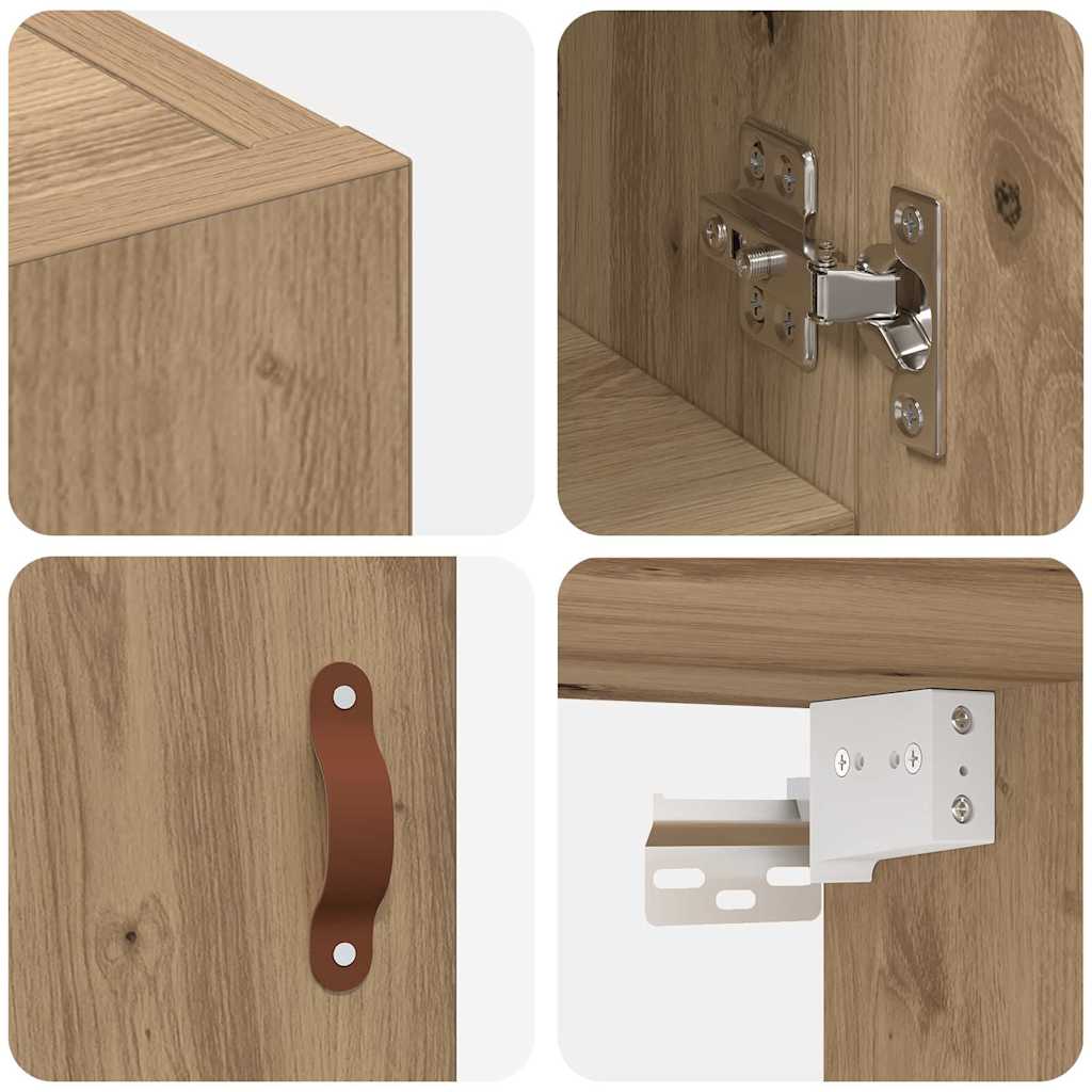 Wandkast artisanaal eikenkleurig 60 x 31 x 70 cm Bewerkt hout is nu te koop bij PeponiXL, paradijselijk wonen!