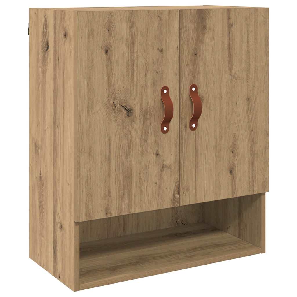 Wandkast artisanaal eikenkleurig 60 x 31 x 70 cm Bewerkt hout is nu te koop bij PeponiXL, paradijselijk wonen!