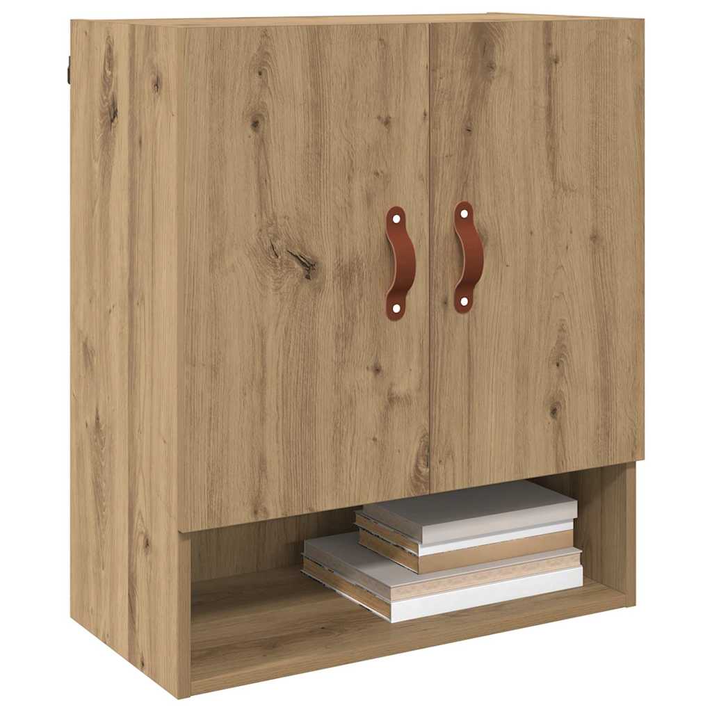 Wandkast artisanaal eikenkleurig 60 x 31 x 70 cm Bewerkt hout is nu te koop bij PeponiXL, paradijselijk wonen!