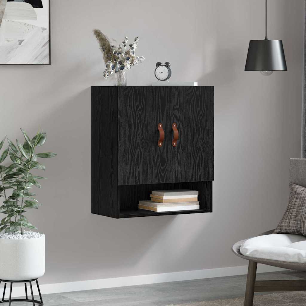 Wandkast Zwart eiken 60 x 31 x 70 cm Bewerkt hout is nu te koop bij PeponiXL, paradijselijk wonen!