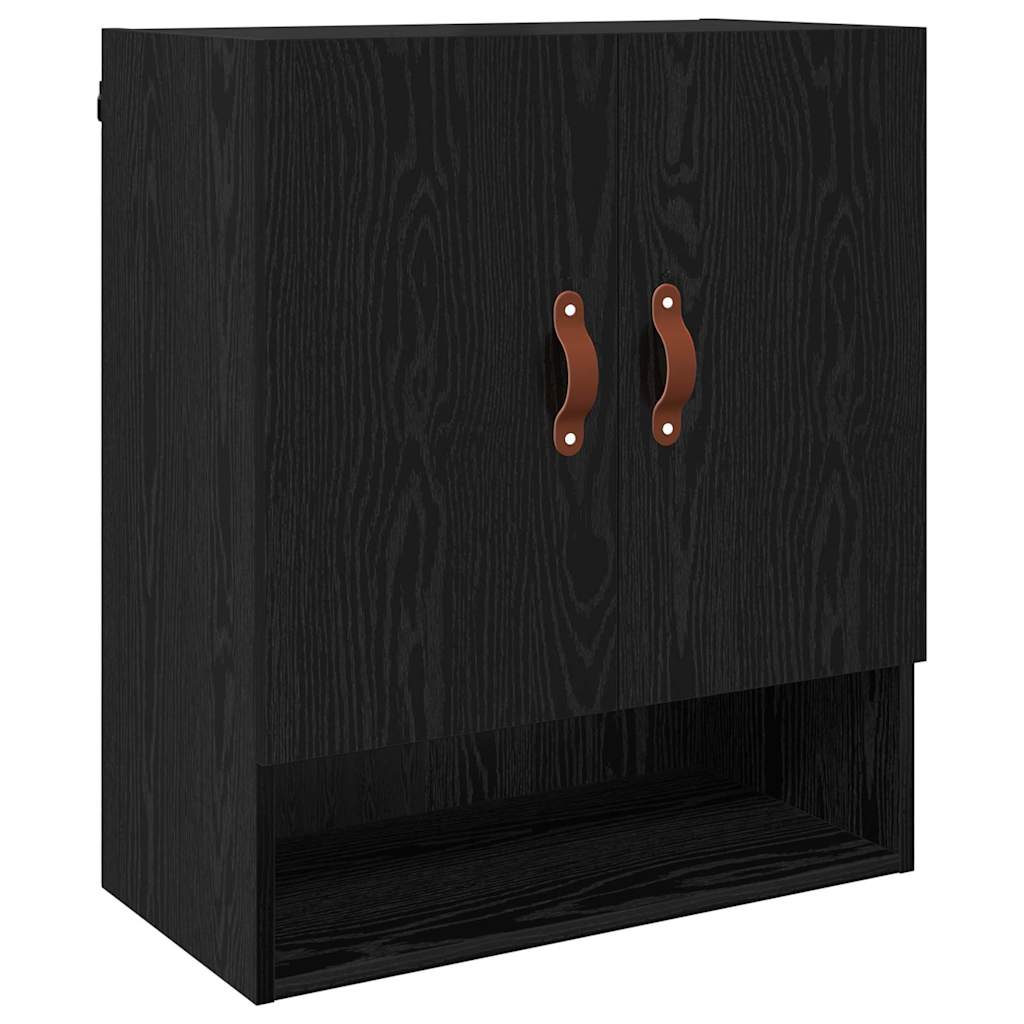 Wandkast Zwart eiken 60 x 31 x 70 cm Bewerkt hout is nu te koop bij PeponiXL, paradijselijk wonen!