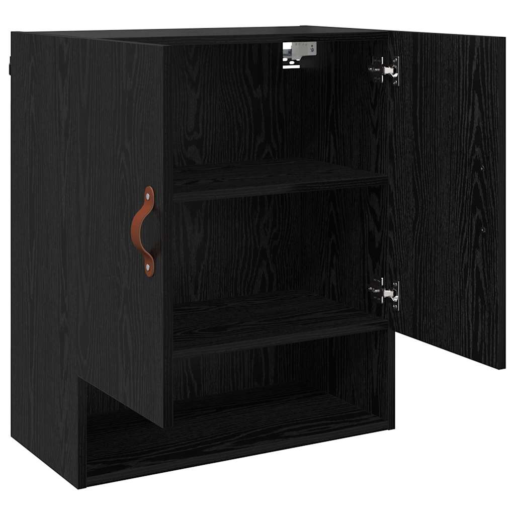 Wandkast Zwart eiken 60 x 31 x 70 cm Bewerkt hout is nu te koop bij PeponiXL, paradijselijk wonen!
