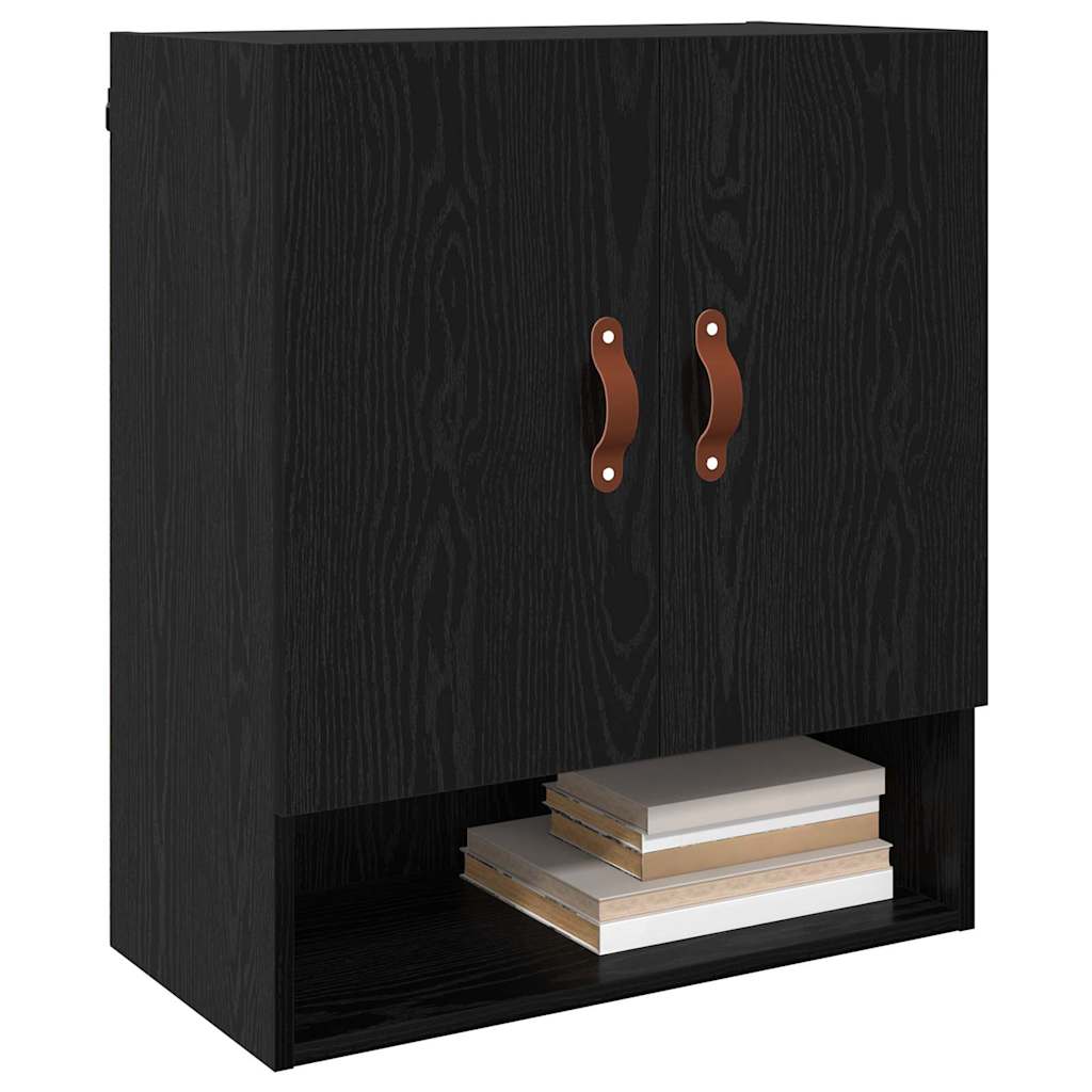 Wandkast Zwart eiken 60 x 31 x 70 cm Bewerkt hout is nu te koop bij PeponiXL, paradijselijk wonen!