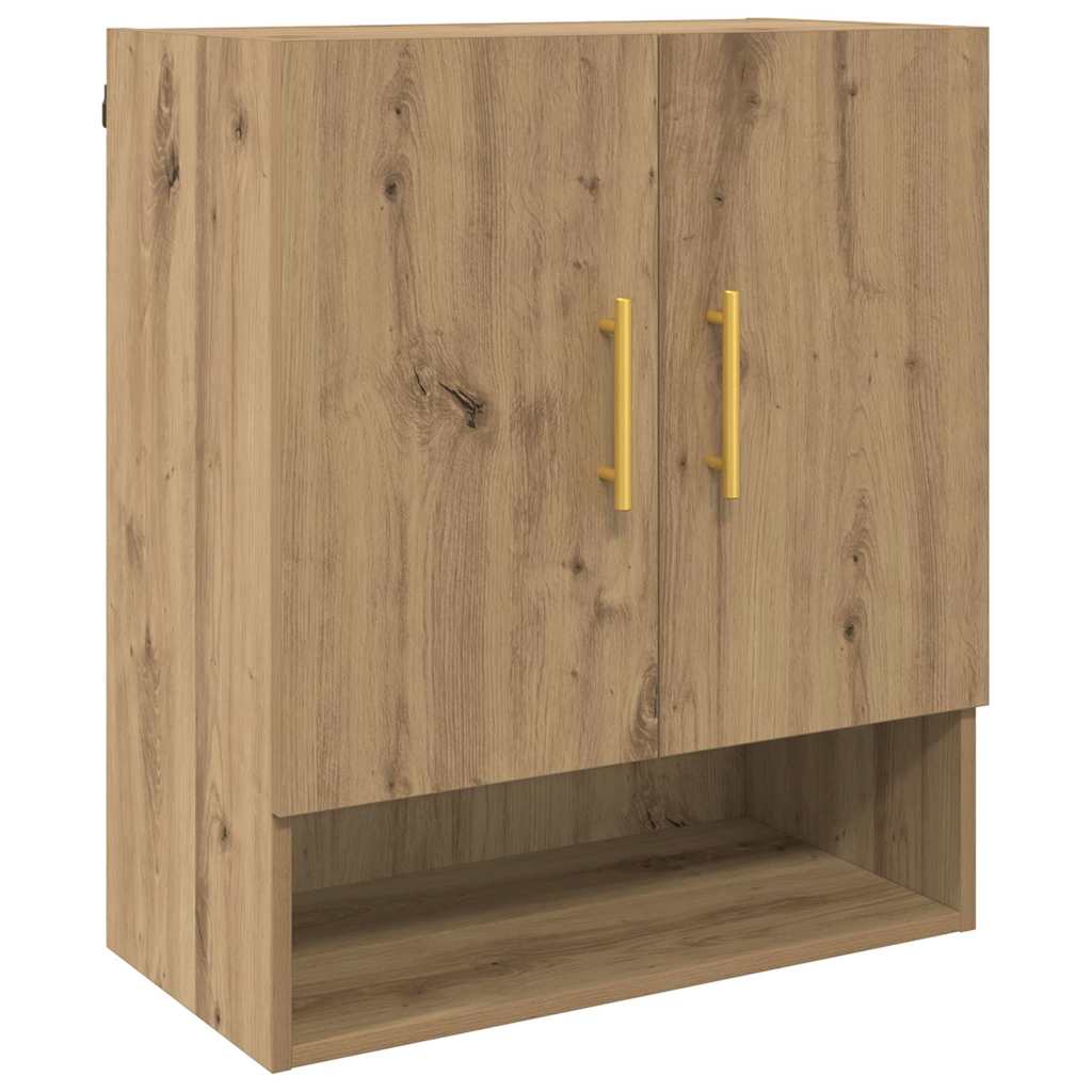 Wandkast artisanaal eikenkleurig 60 x 31 x 70 cm Bewerkt hout is nu te koop bij PeponiXL, paradijselijk wonen!