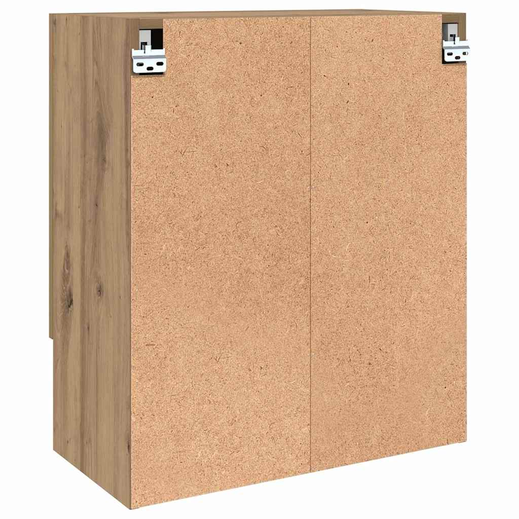 Wandkast artisanaal eikenkleurig 60 x 31 x 70 cm Bewerkt hout is nu te koop bij PeponiXL, paradijselijk wonen!