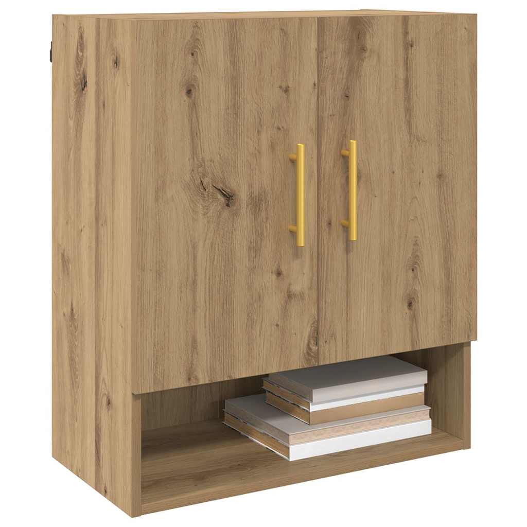 Wandkast artisanaal eikenkleurig 60 x 31 x 70 cm Bewerkt hout is nu te koop bij PeponiXL, paradijselijk wonen!