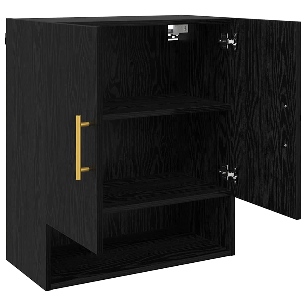 Wandkast Zwart eiken 60 x 31 x 70 cm Bewerkt hout is nu te koop bij PeponiXL, paradijselijk wonen!