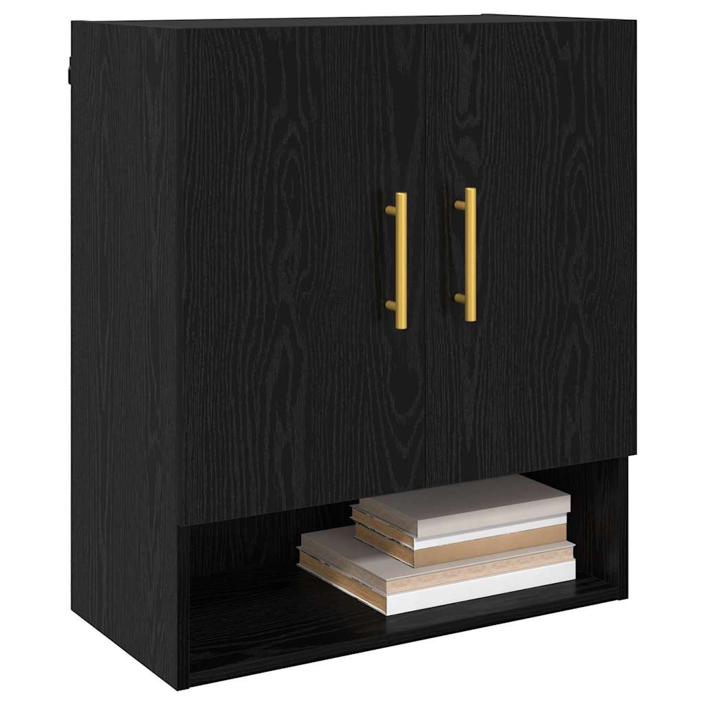 Wandkast Zwart eiken 60 x 31 x 70 cm Bewerkt hout is nu te koop bij PeponiXL, paradijselijk wonen!