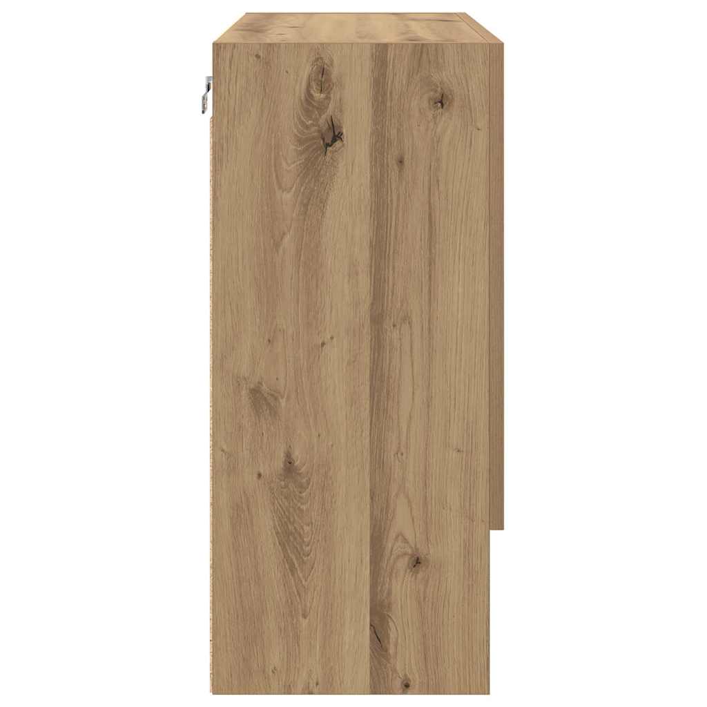 Wandkast artisanaal eikenkleurig 60 x 31 x 70 cm Bewerkt hout is nu te koop bij PeponiXL, paradijselijk wonen!