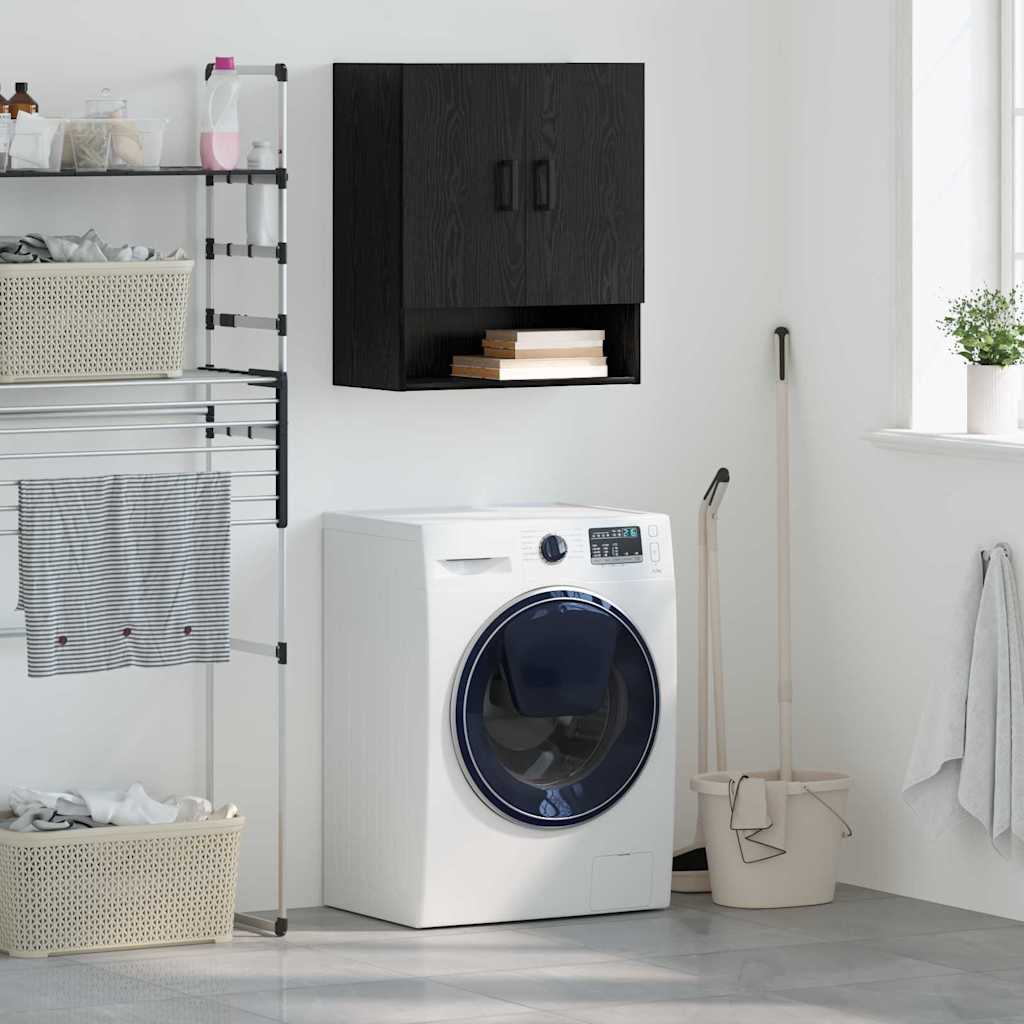 Wandkast Zwart eiken 60 x 31 x 70 cm Bewerkt hout is nu te koop bij PeponiXL, paradijselijk wonen!