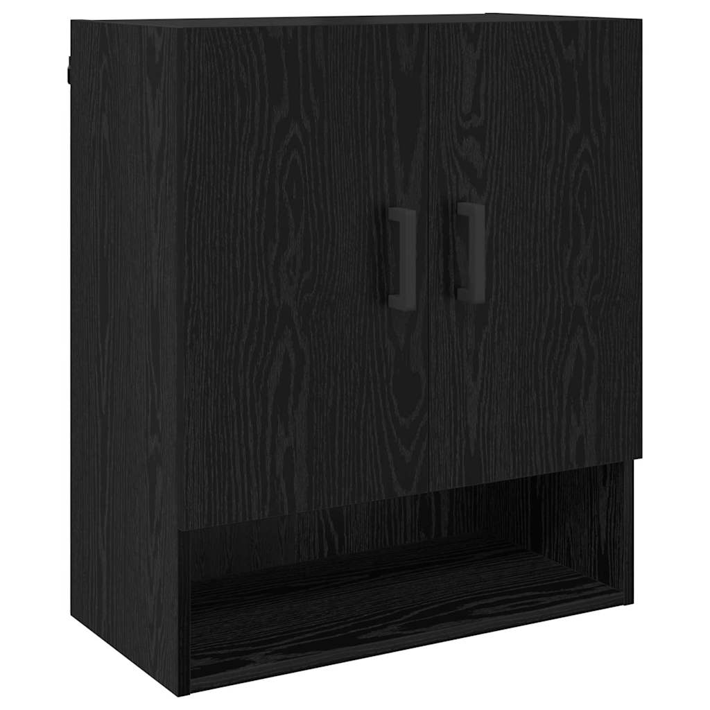 Wandkast Zwart eiken 60 x 31 x 70 cm Bewerkt hout is nu te koop bij PeponiXL, paradijselijk wonen!