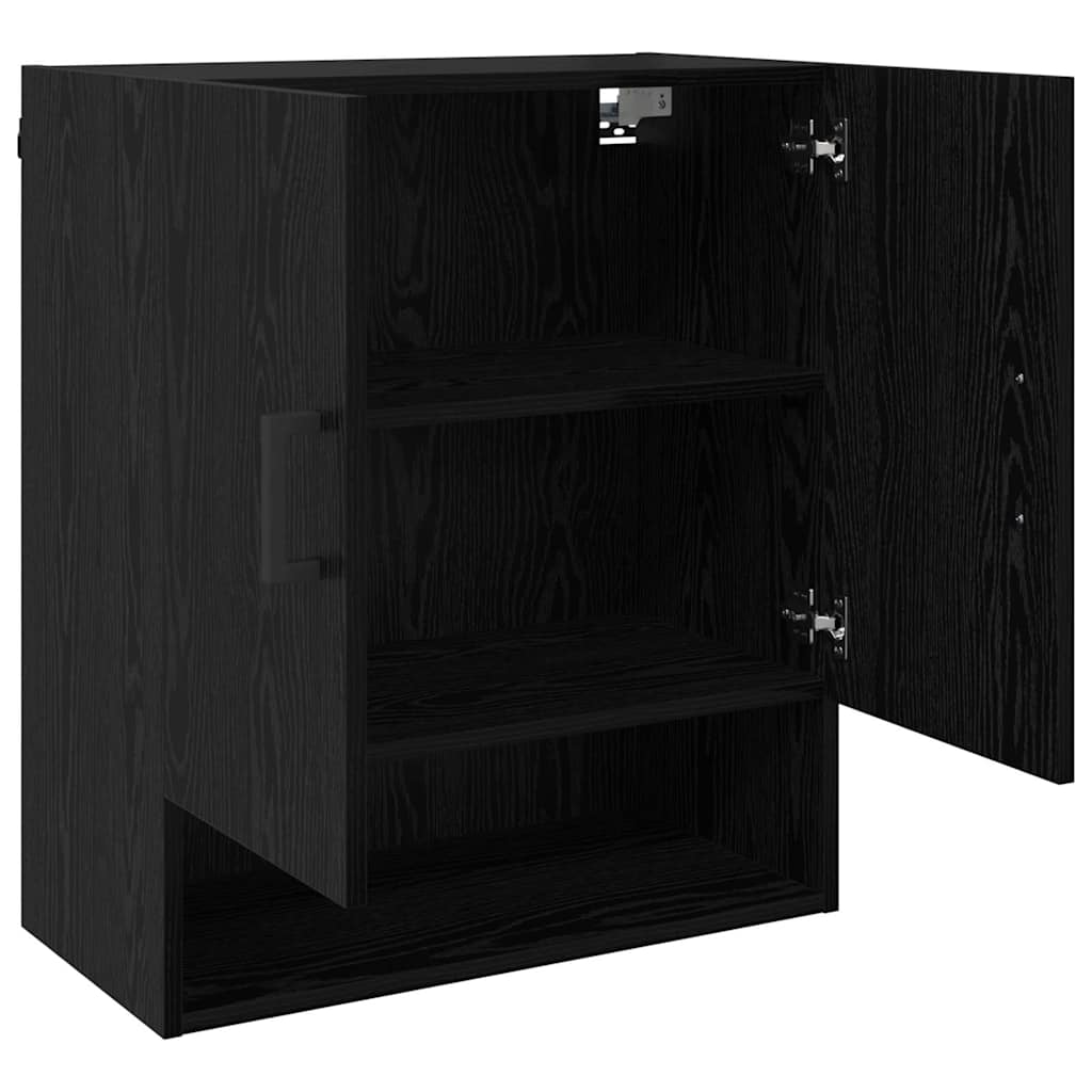 Wandkast Zwart eiken 60 x 31 x 70 cm Bewerkt hout is nu te koop bij PeponiXL, paradijselijk wonen!
