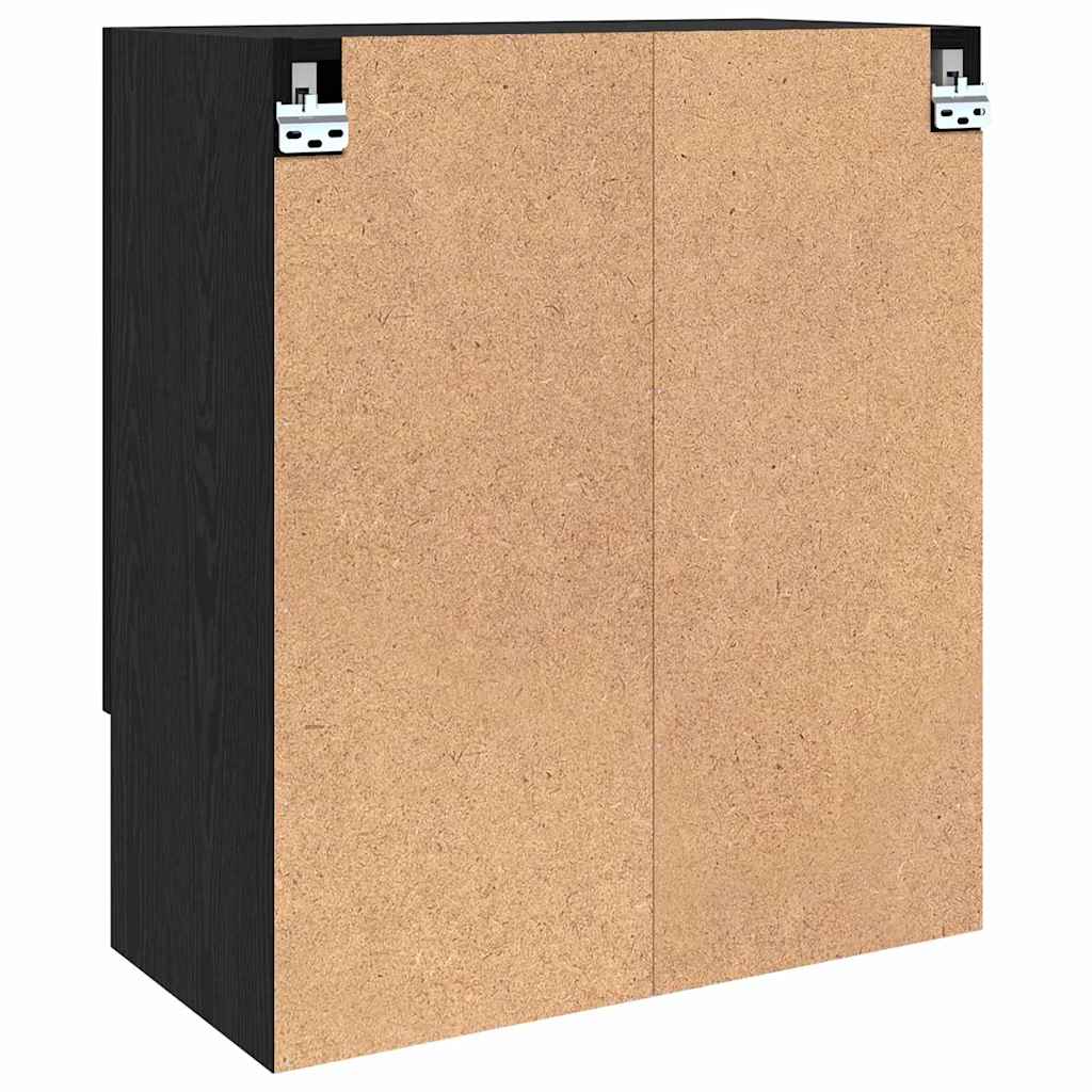 Wandkast Zwart eiken 60 x 31 x 70 cm Bewerkt hout is nu te koop bij PeponiXL, paradijselijk wonen!