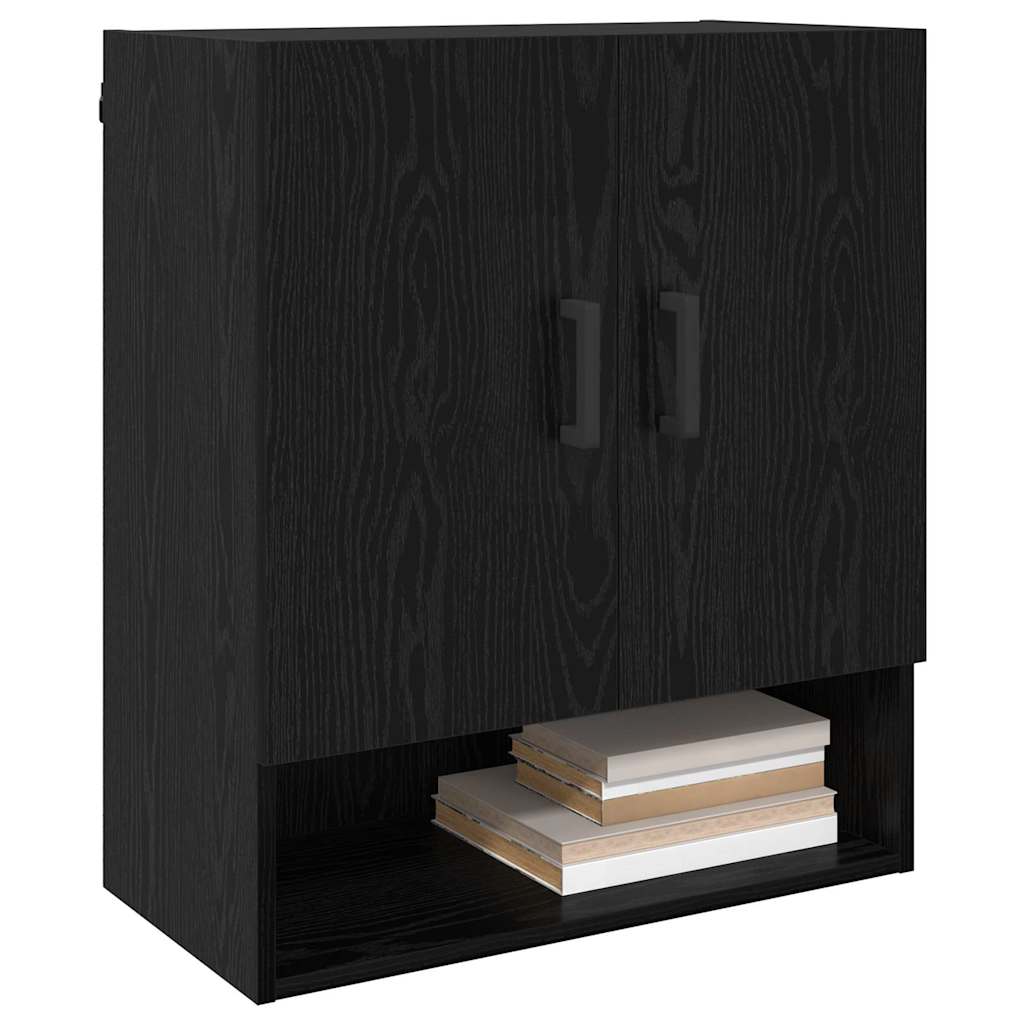 Wandkast Zwart eiken 60 x 31 x 70 cm Bewerkt hout is nu te koop bij PeponiXL, paradijselijk wonen!