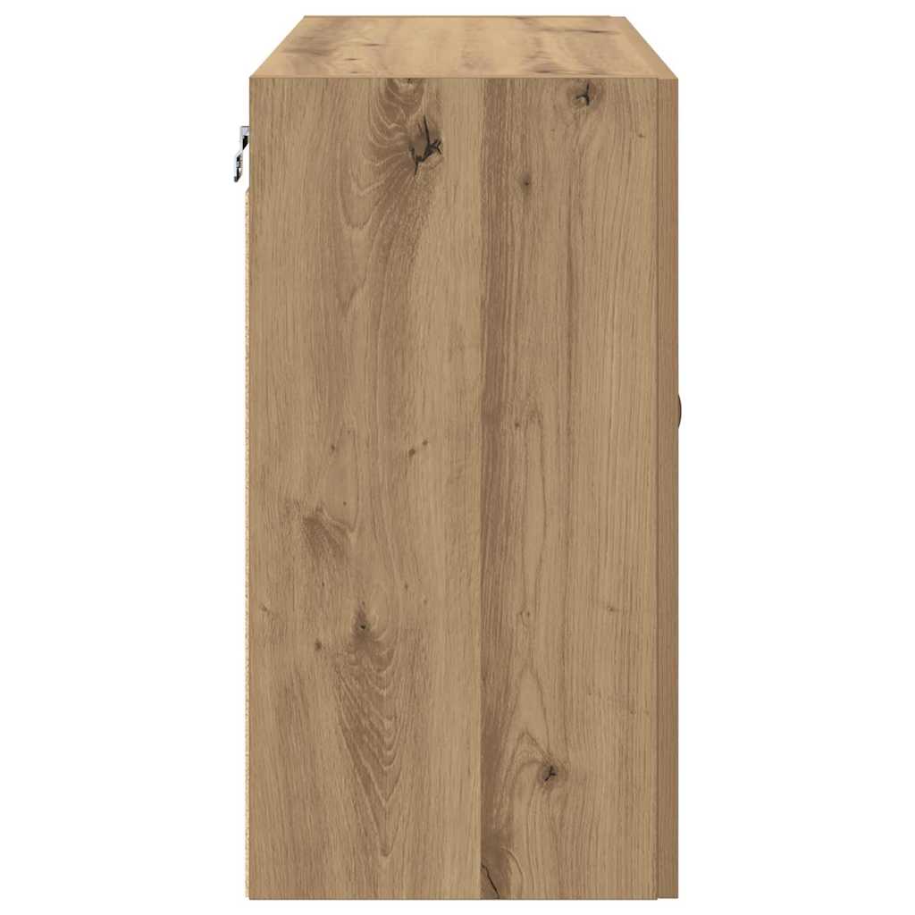 Wandkast artisanaal eikenkleurig 60 x 31 x 60 cm Bewerkt hout is nu te koop bij PeponiXL, paradijselijk wonen!