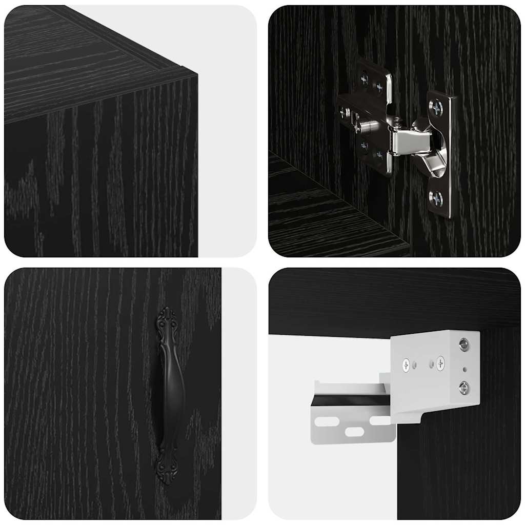 Wandkast Zwart Eiken 60 x 31 x 60 cm Bewerkt hout is nu te koop bij PeponiXL, paradijselijk wonen!