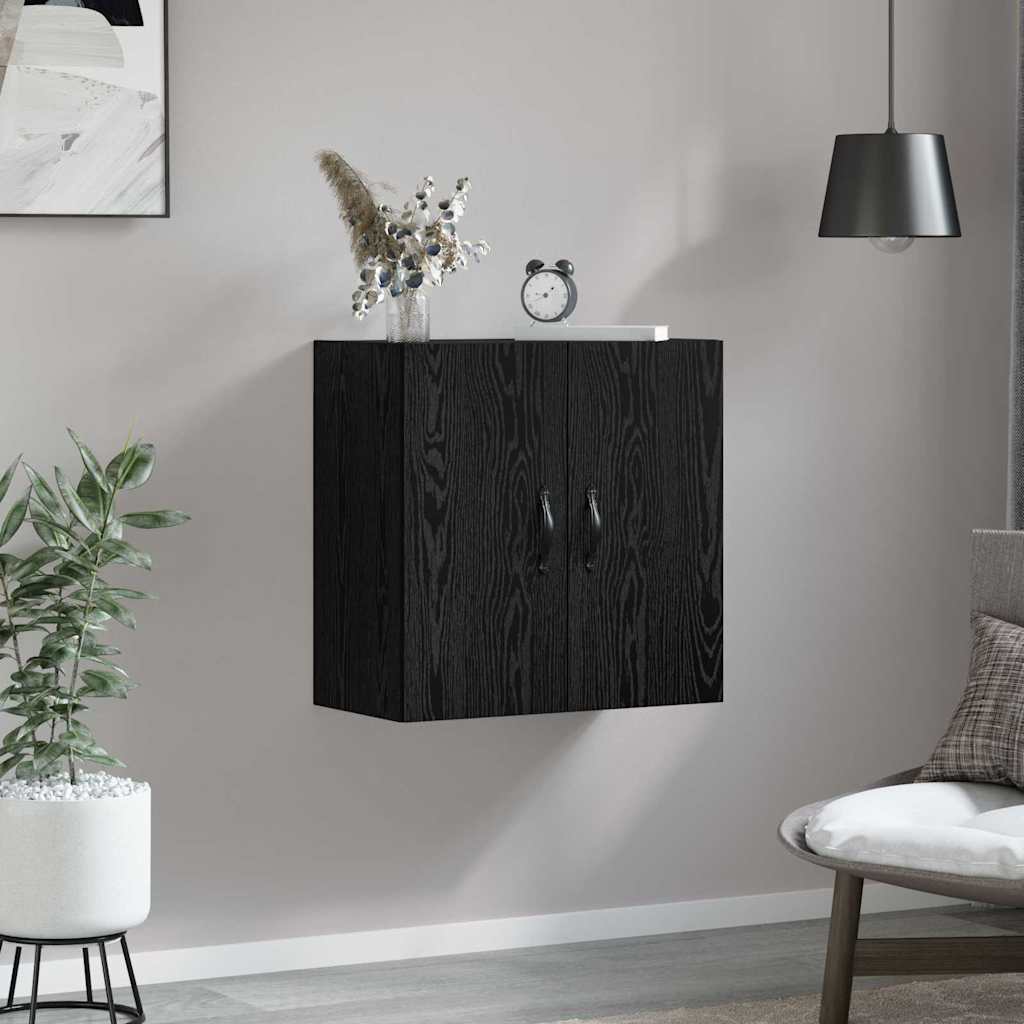Wandkast Zwart Eiken 60 x 31 x 60 cm Bewerkt hout is nu te koop bij PeponiXL, paradijselijk wonen!