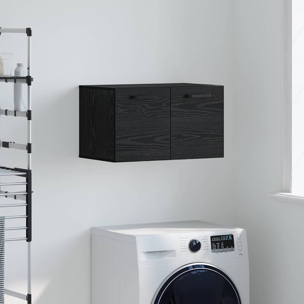 Wandkast Zwart Eiken 60 x 36,5 x 35 cm Bewerkt hout is nu te koop bij PeponiXL, paradijselijk wonen!