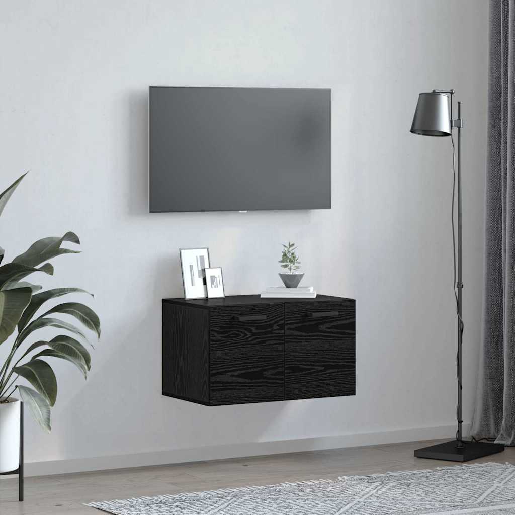 Wandkast Zwart Eiken 60 x 36,5 x 35 cm Bewerkt hout is nu te koop bij PeponiXL, paradijselijk wonen!