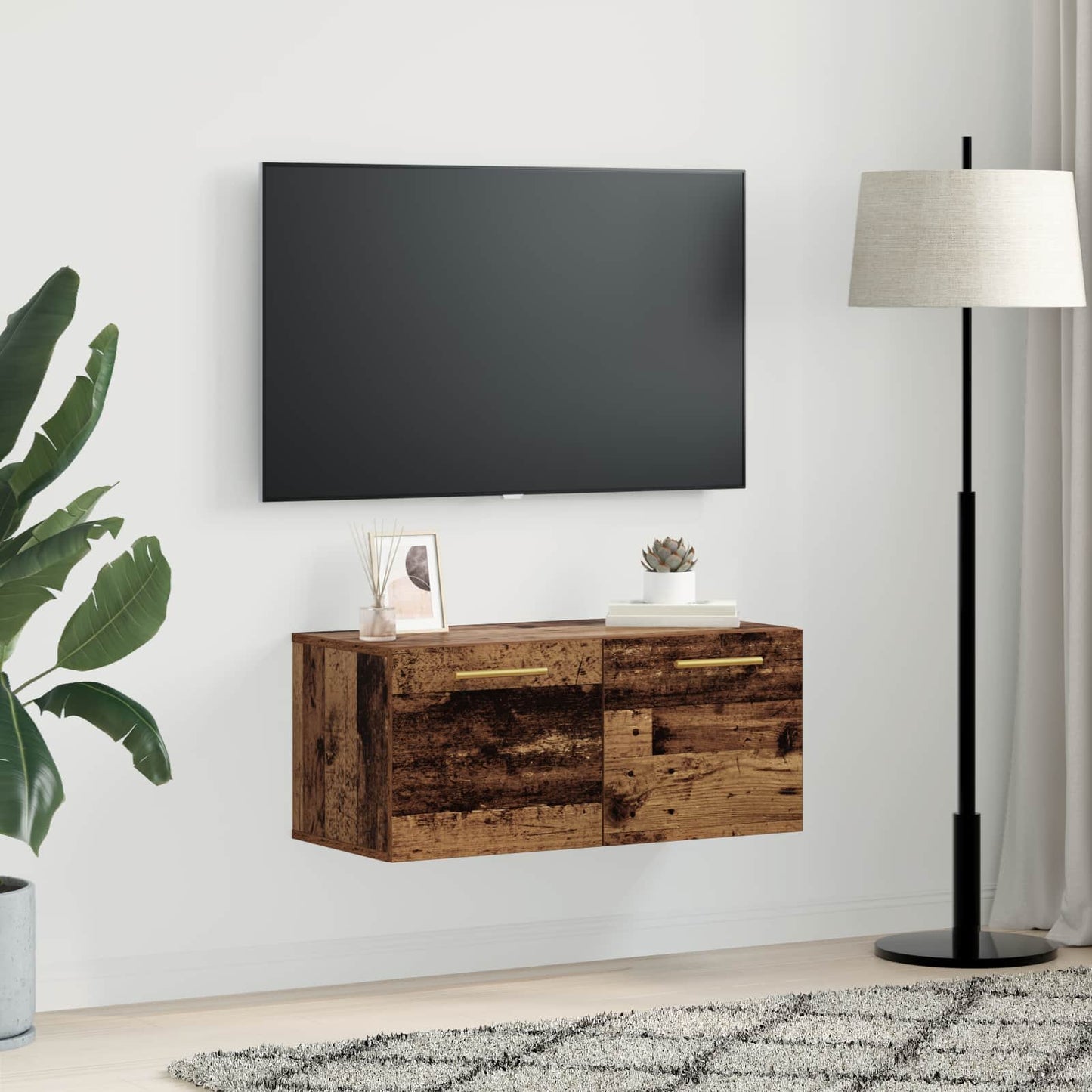 Wandkast Wandgemonteerd Oud hout 80 x 36.5 x 35 cm Bewerkt hout is nu te koop bij PeponiXL, paradijselijk wonen!