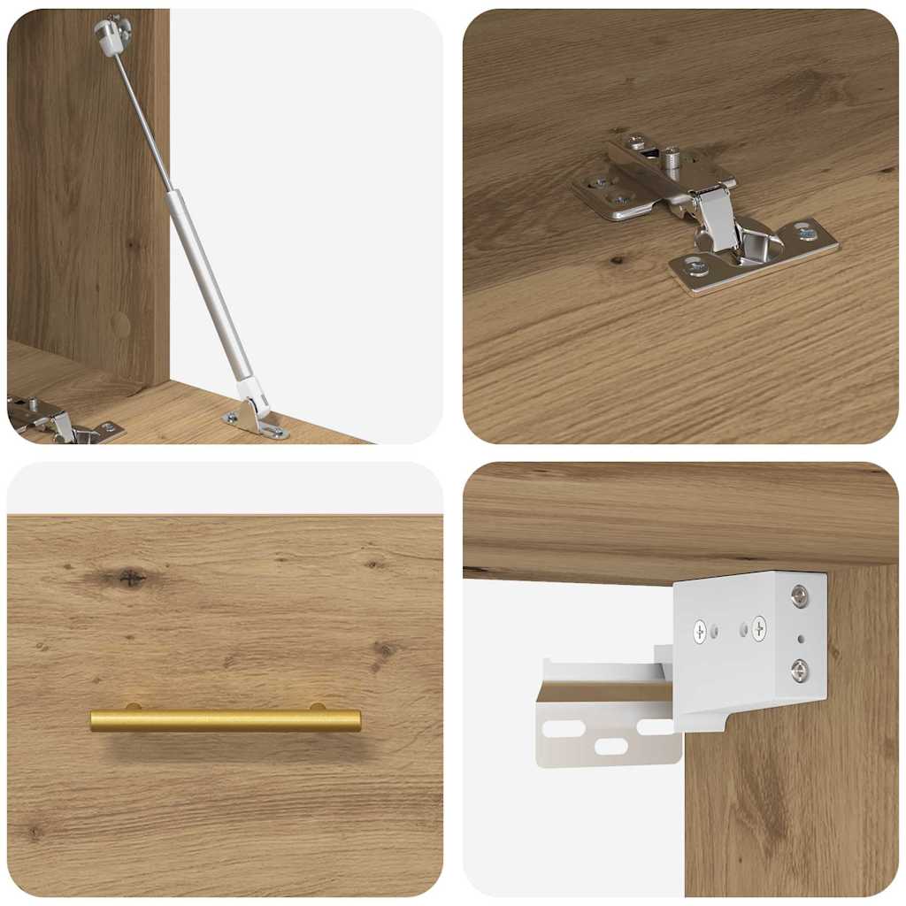 Wandkast artisanaal eikenkleurig 80 x 36.5 x 35 cm Bewerkt hout is nu te koop bij PeponiXL, paradijselijk wonen!