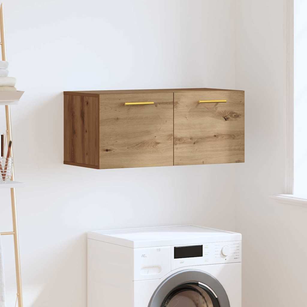 Wandkast artisanaal eikenkleurig 80 x 36.5 x 35 cm Bewerkt hout is nu te koop bij PeponiXL, paradijselijk wonen!