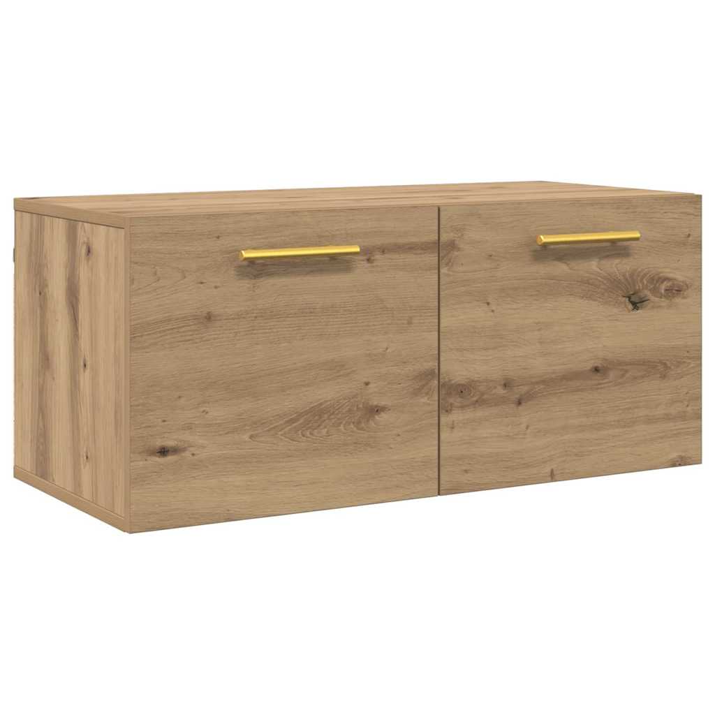 Wandkast artisanaal eikenkleurig 80 x 36.5 x 35 cm Bewerkt hout is nu te koop bij PeponiXL, paradijselijk wonen!