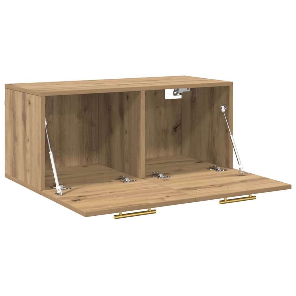 Wandkast artisanaal eikenkleurig 80 x 36.5 x 35 cm Bewerkt hout is nu te koop bij PeponiXL, paradijselijk wonen!