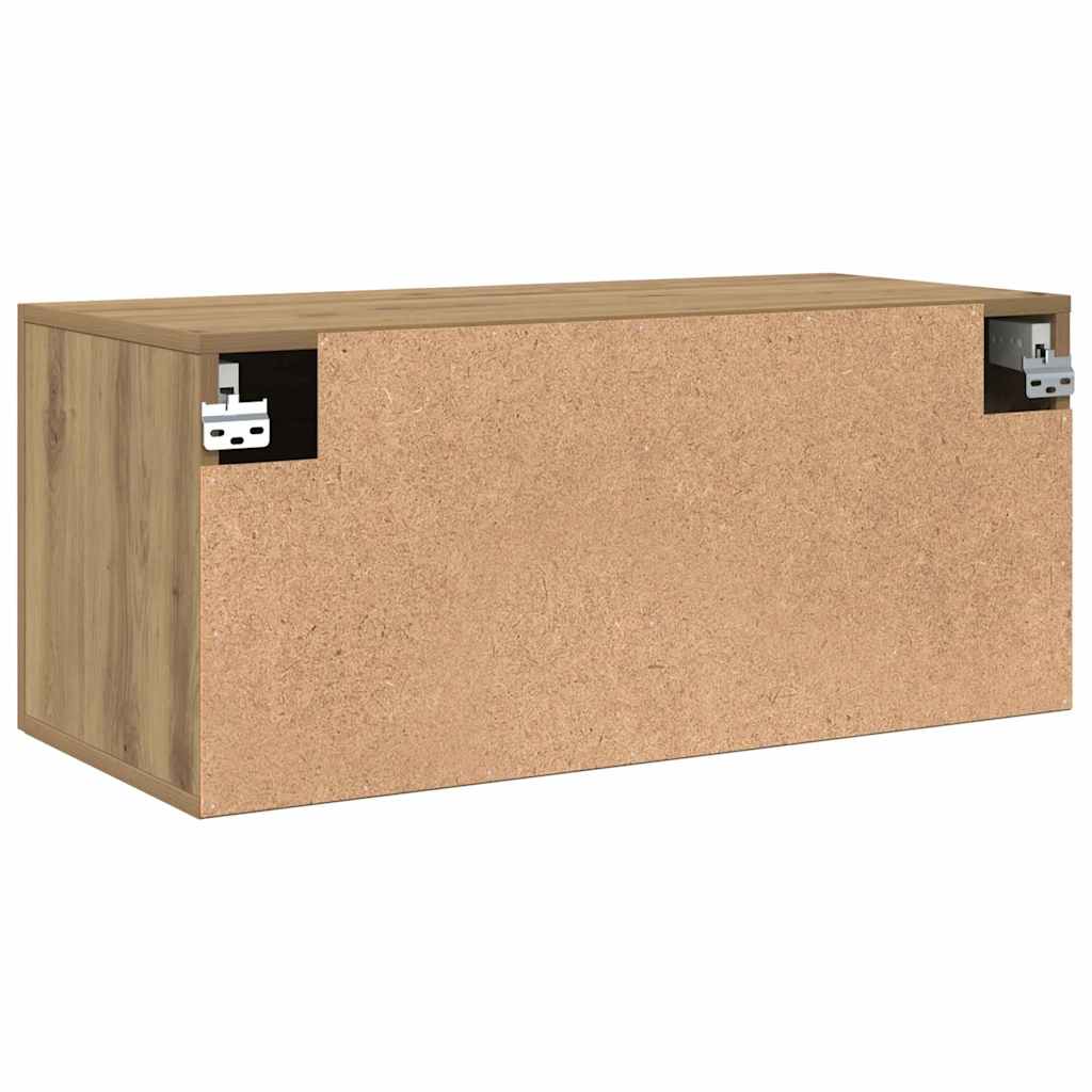 Wandkast artisanaal eikenkleurig 80 x 36.5 x 35 cm Bewerkt hout is nu te koop bij PeponiXL, paradijselijk wonen!