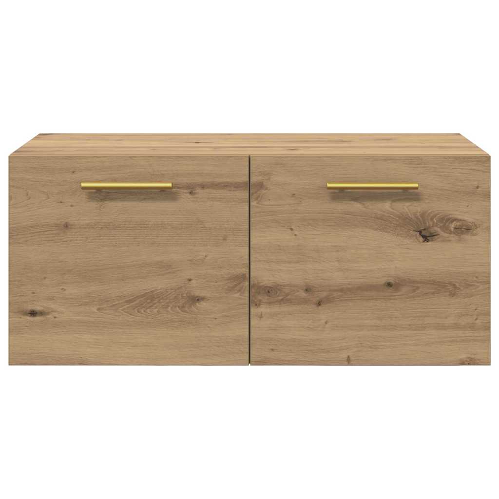 Wandkast artisanaal eikenkleurig 80 x 36.5 x 35 cm Bewerkt hout is nu te koop bij PeponiXL, paradijselijk wonen!