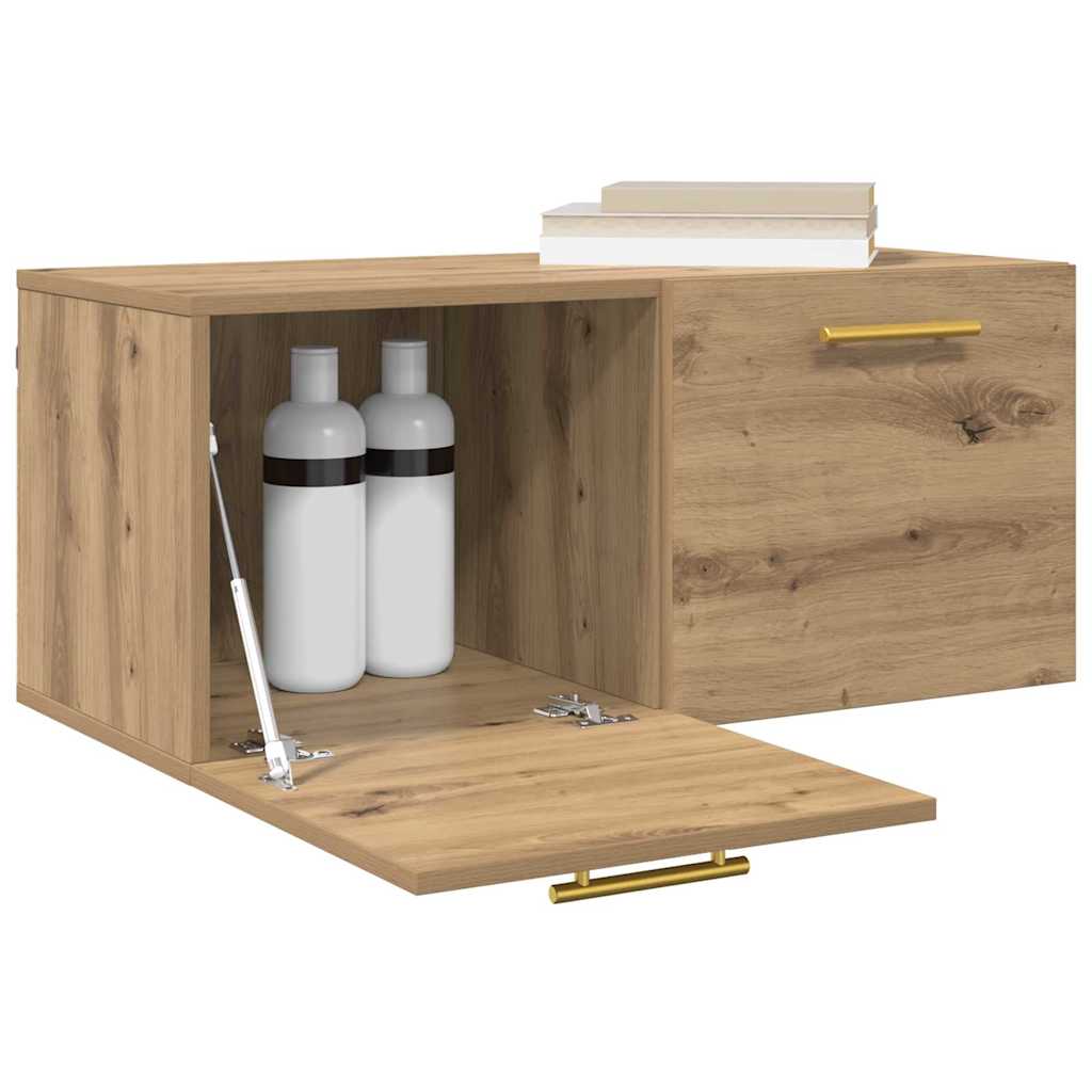 Wandkast artisanaal eikenkleurig 80 x 36.5 x 35 cm Bewerkt hout is nu te koop bij PeponiXL, paradijselijk wonen!
