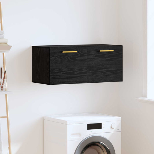 Wandkast Zwart eiken 80 x 36.5 x 35 cm Bewerkt hout is nu te koop bij PeponiXL, paradijselijk wonen!