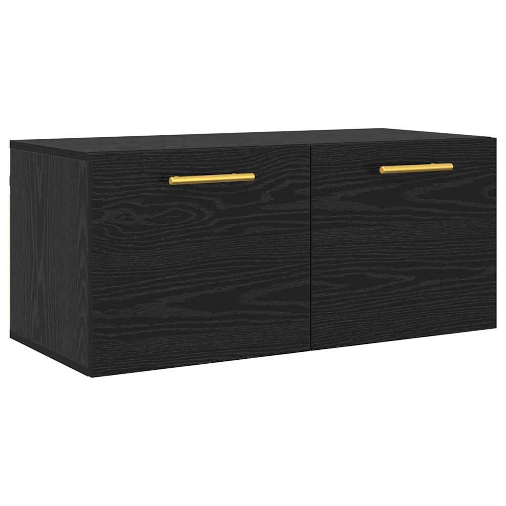 Wandkast Zwart eiken 80 x 36.5 x 35 cm Bewerkt hout is nu te koop bij PeponiXL, paradijselijk wonen!
