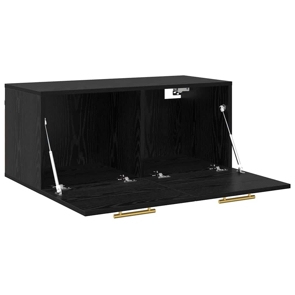 Wandkast Zwart eiken 80 x 36.5 x 35 cm Bewerkt hout is nu te koop bij PeponiXL, paradijselijk wonen!