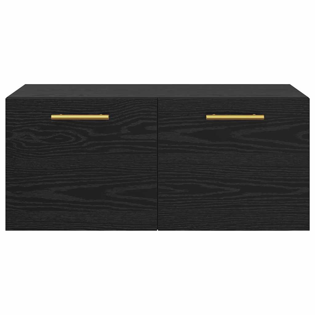 Wandkast Zwart eiken 80 x 36.5 x 35 cm Bewerkt hout is nu te koop bij PeponiXL, paradijselijk wonen!