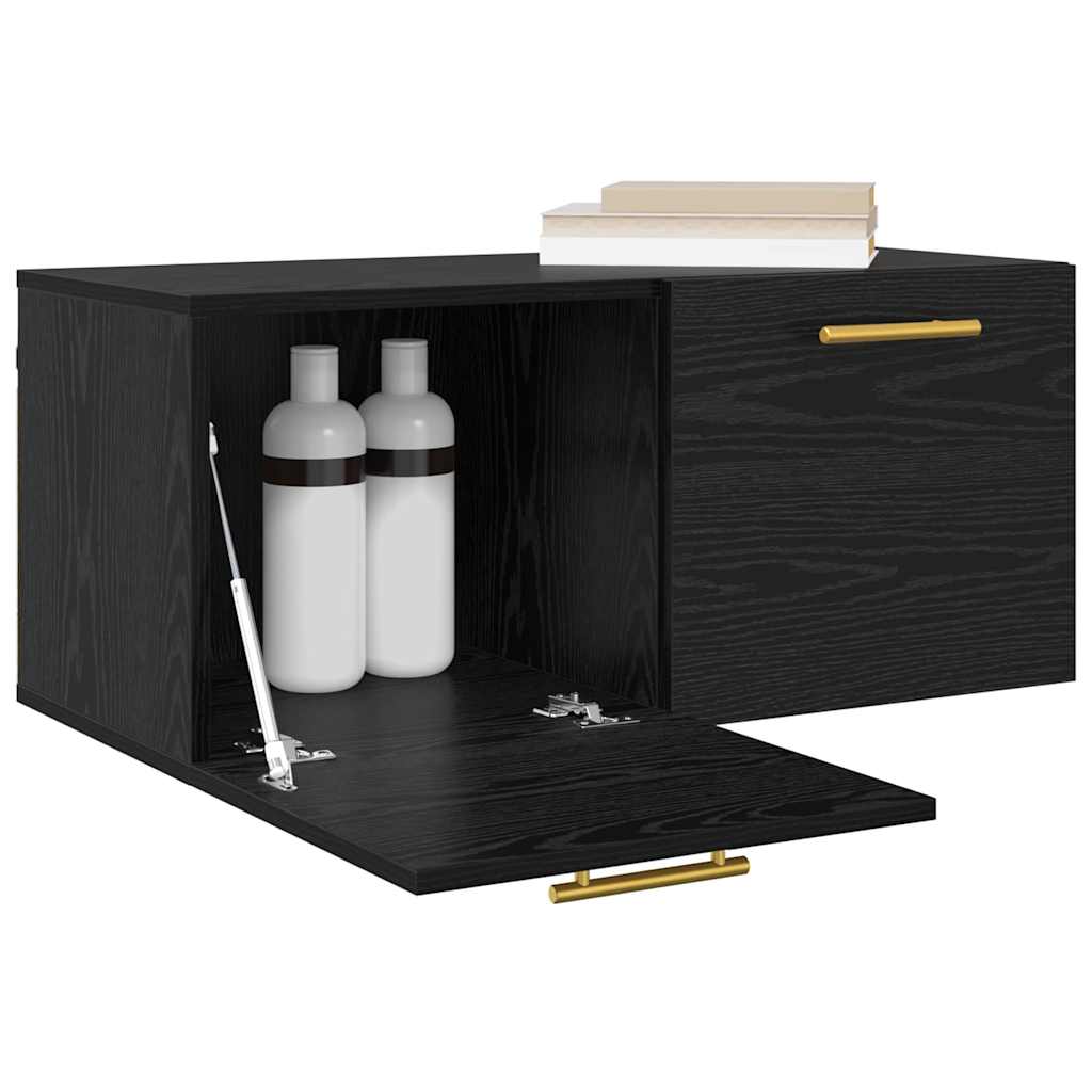 Wandkast Zwart eiken 80 x 36.5 x 35 cm Bewerkt hout is nu te koop bij PeponiXL, paradijselijk wonen!